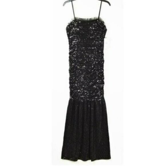 NWT Aidan Mattox Ruched Sequin Strapless Gown Party Cocktail Maxi Dress - Picture 4 of 10